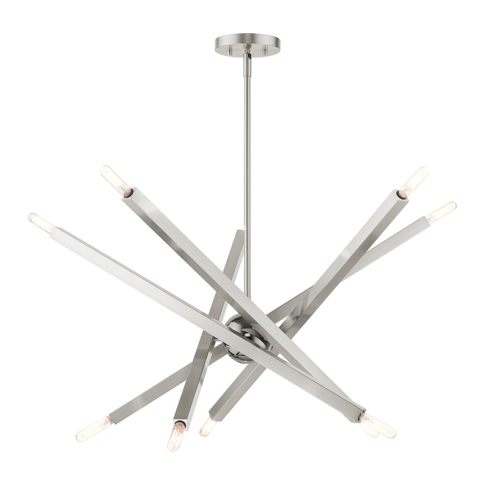 Livex Lighting MONACO 46986-91 Chandelier Modern - Brushed Nickel With Black Chrome Accents