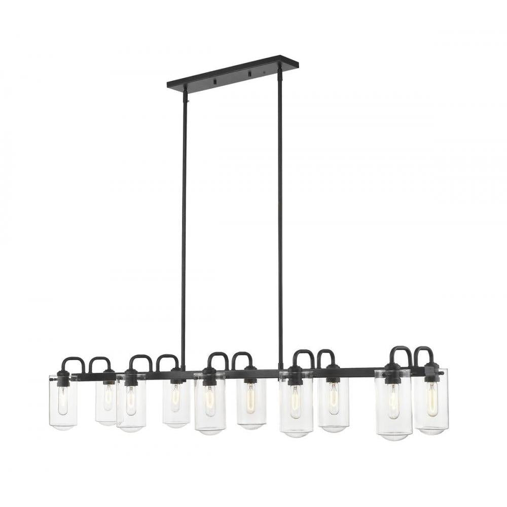 10 Light Linear Chandelier-Clear