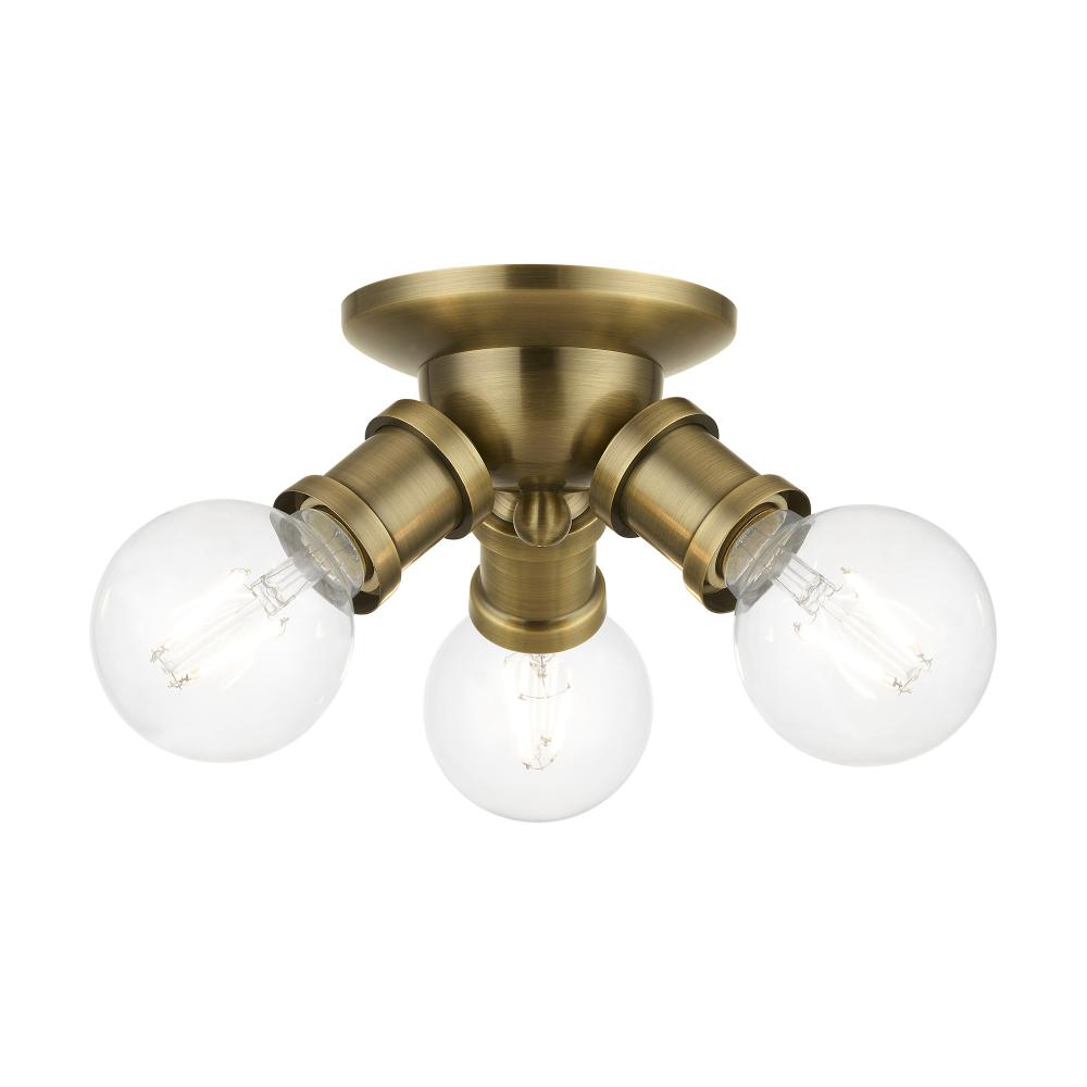 Livex Lighting 47169-01 Flush Mount Traditional - Antique Brass