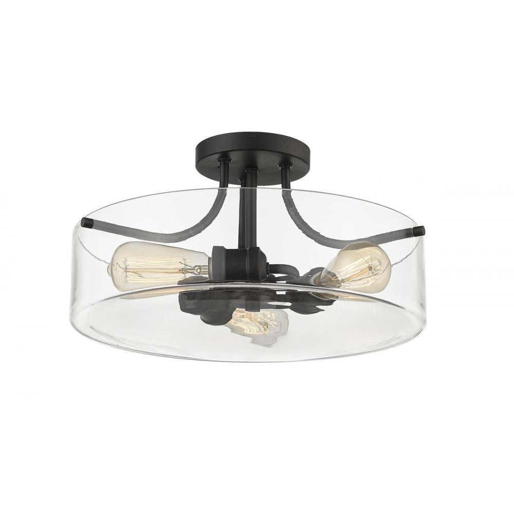 3 Light Semi Flush Mount Light-Clear