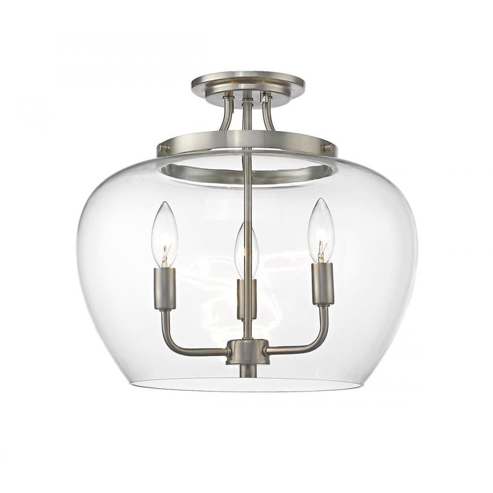 3 Light Semi Flush Mount Light-Clear