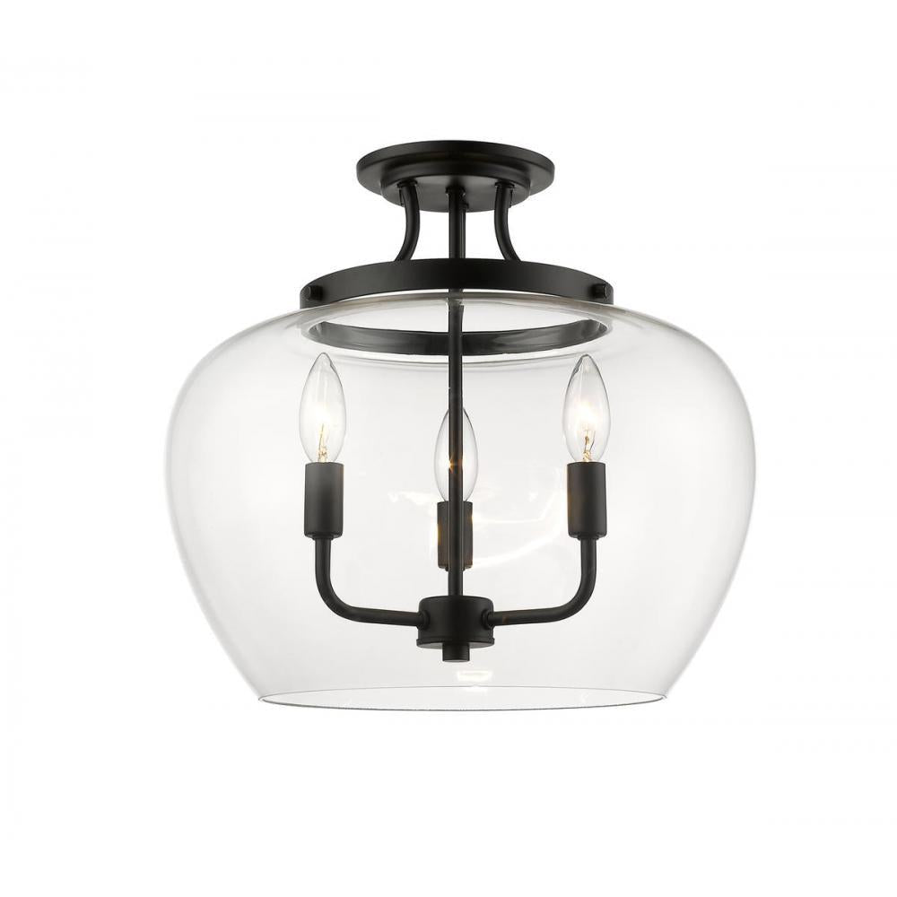 3 Light Semi Flush Mount Light-Clear