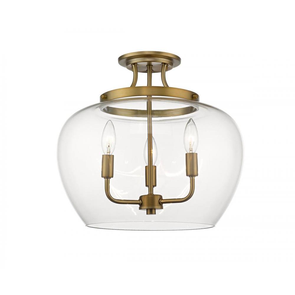 3 Light Semi Flush Mount Light-Clear
