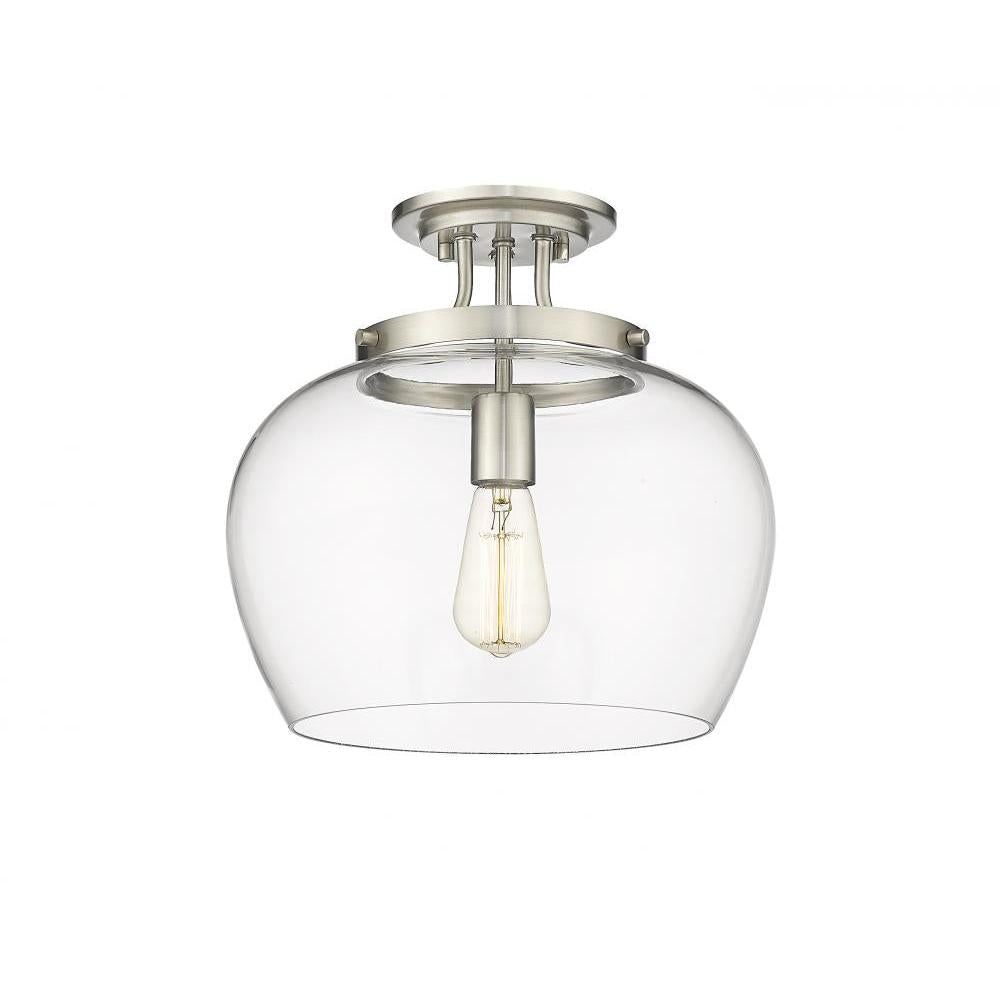 1 Light Semi Flush Mount Light-Clear