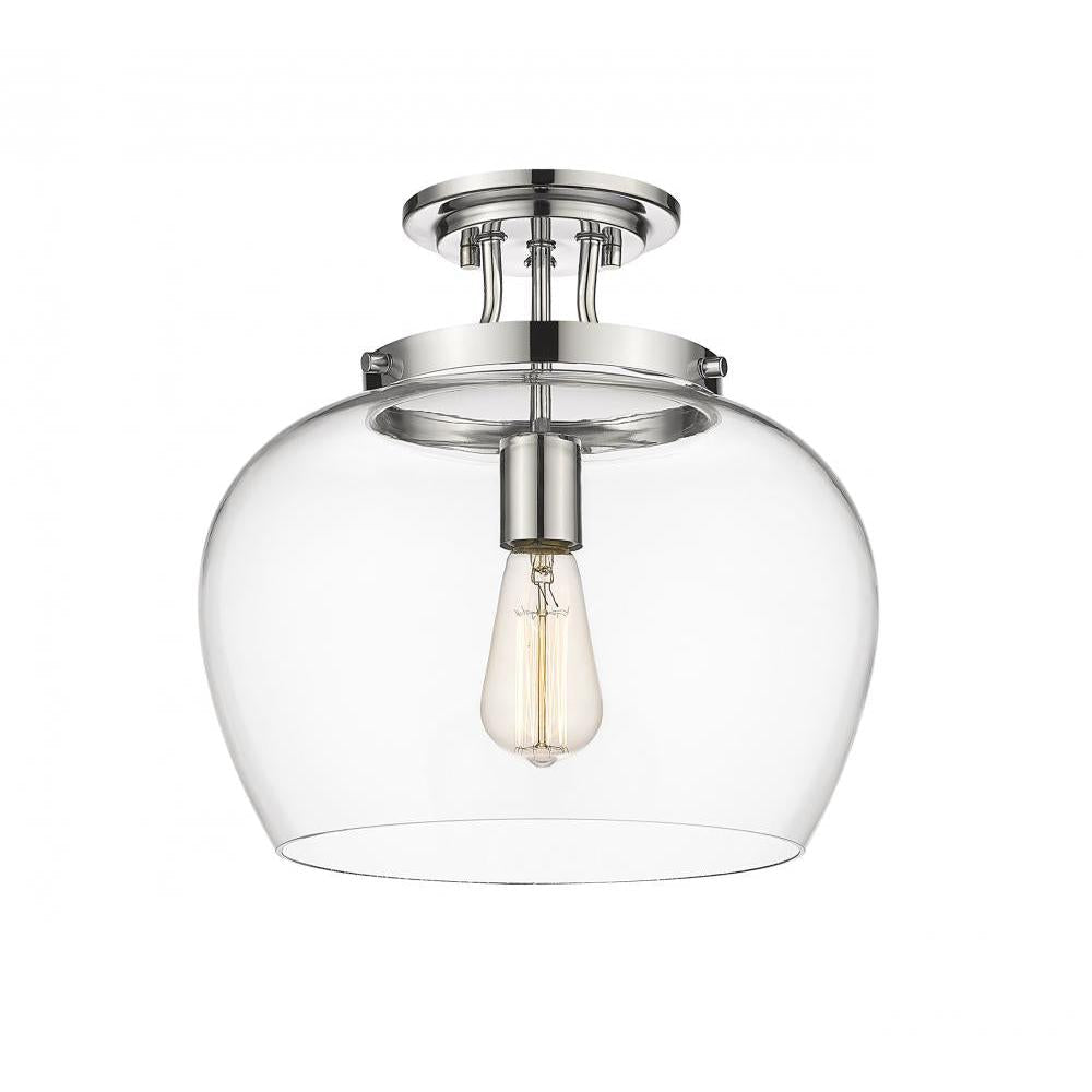 1 Light Semi Flush Mount Light-Clear