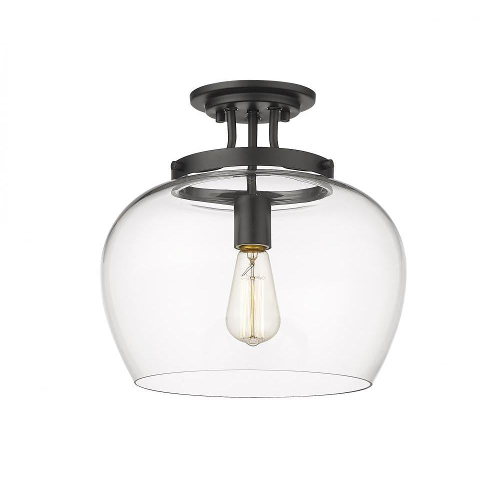 1 Light Semi Flush Mount Light-Clear