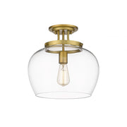 1 Light Semi Flush Mount Light-Clear