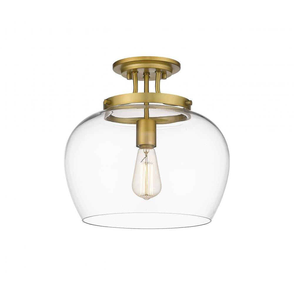 1 Light Semi Flush Mount Light-Clear