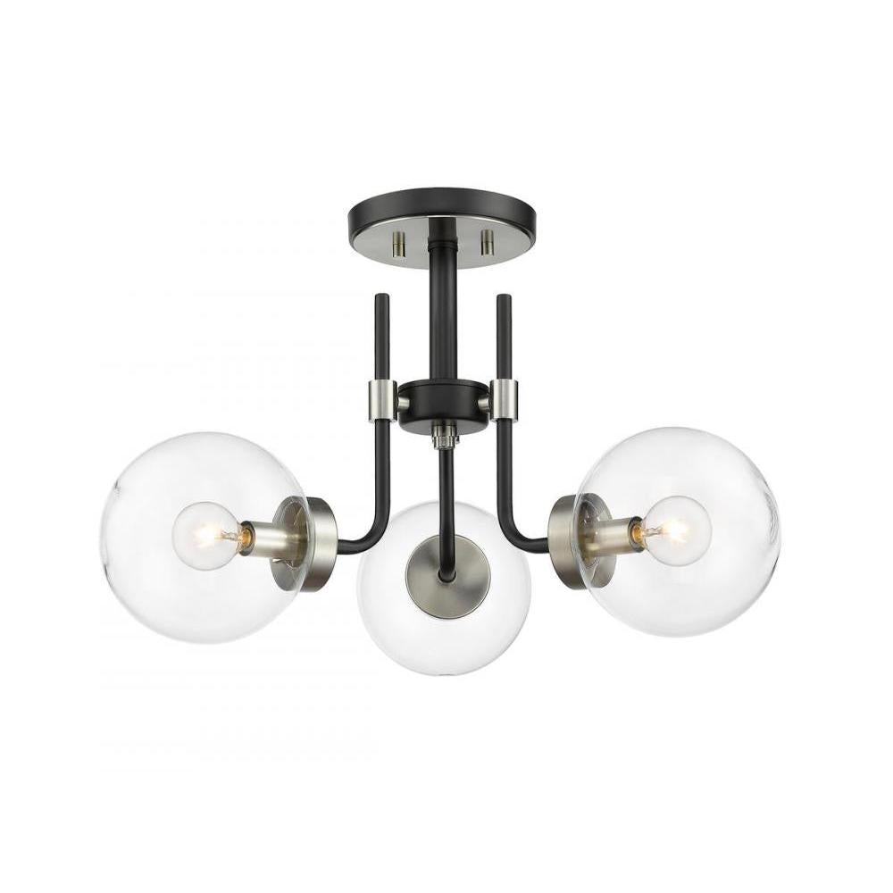 Z-Lite Lighting 477-3SF-MB-BN Semi Flush Mt Mid Century Modern - Nickel