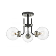 3 Light Semi Flush Mount Light-Clear