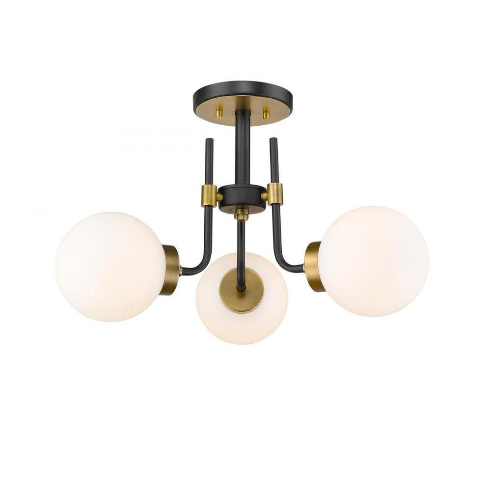Z-Lite Lighting 477-3SF-MB-OBR Semi Flush Mt Mid Century Modern - Brass