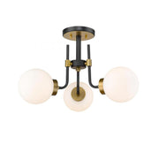 3 Light Semi Flush Mount Light-White Opal