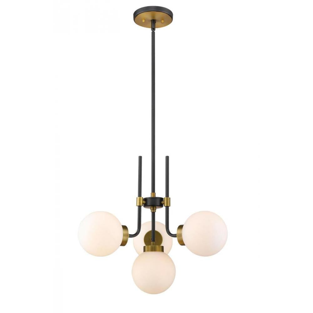 4 Light Chandelier-White Opal