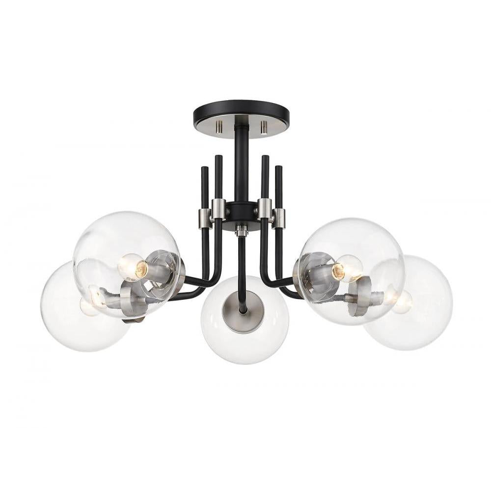 Z-Lite Lighting 477-5SF-MB-BN Semi Flush Mt Mid Century Modern - Nickel