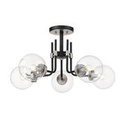 5 Light Semi Flush Mount Light-Clear