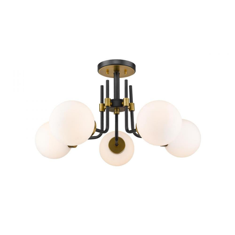 Z-Lite Lighting 477-5SF-MB-OBR Semi Flush Mt Mid Century Modern - Brass