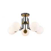 5 Light Semi Flush Mount Light-White Opal