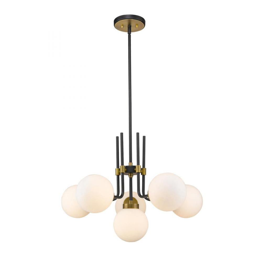 6 Light Chandelier-White Opal