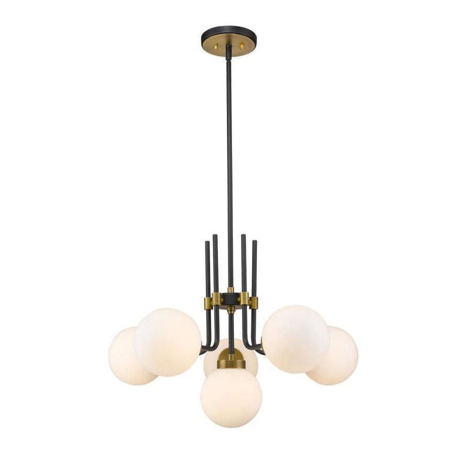 6 Light Chandelier-White Opal