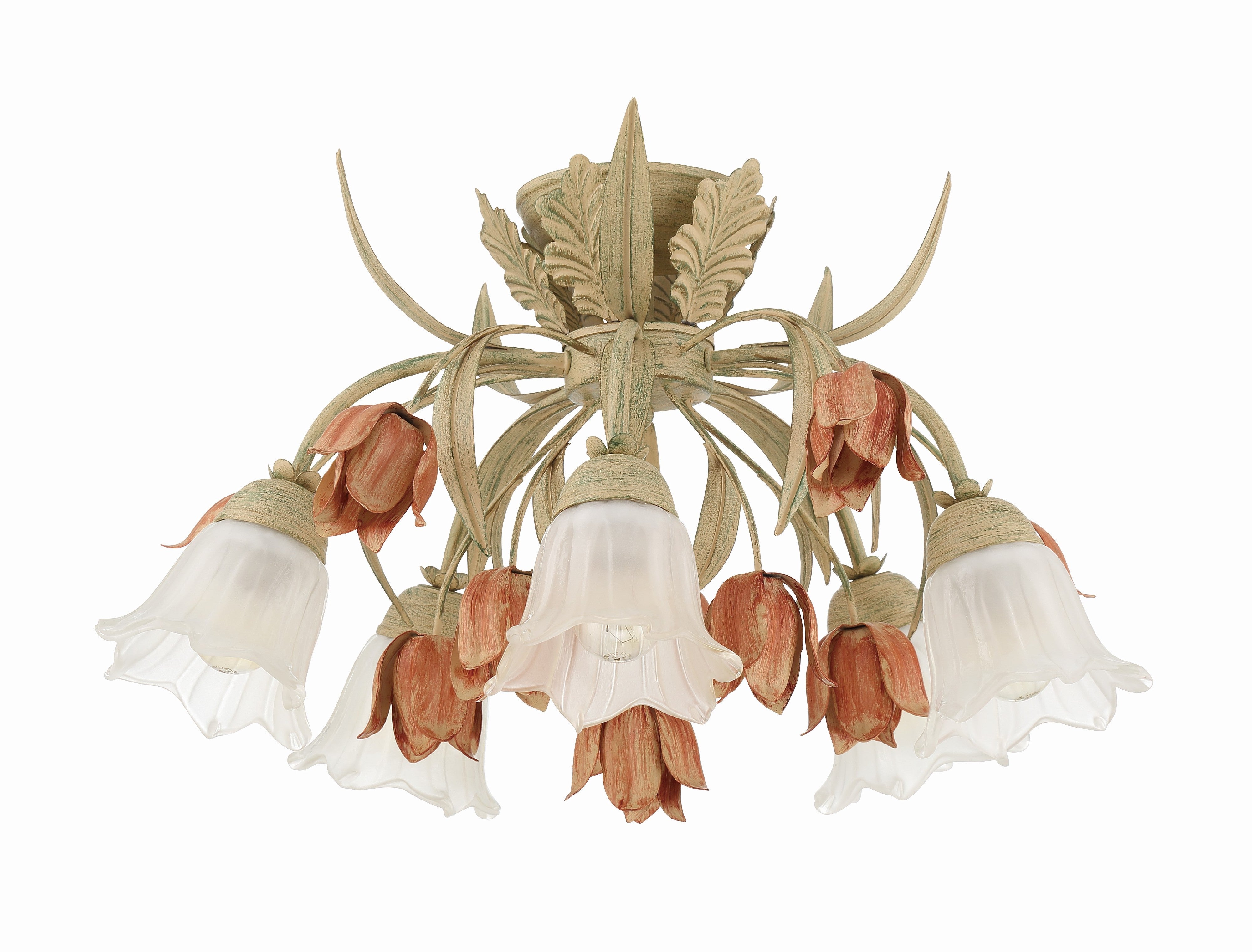 Crystorama Southport 4800-SR – 22 Inch – 5 Light – Semi Flush Mount Light – Sage Rose – Damp Rated