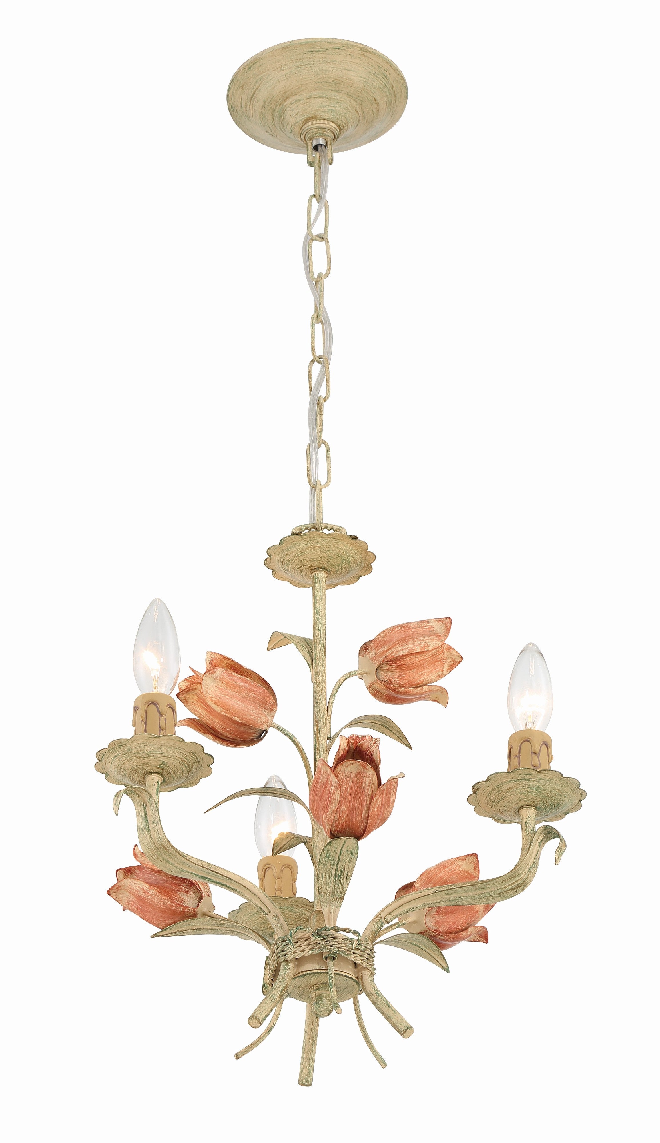 Crystorama Southport 4803-SR – 14 Inch – 3 Light – Chandelier – Sage Rose – Damp Rated