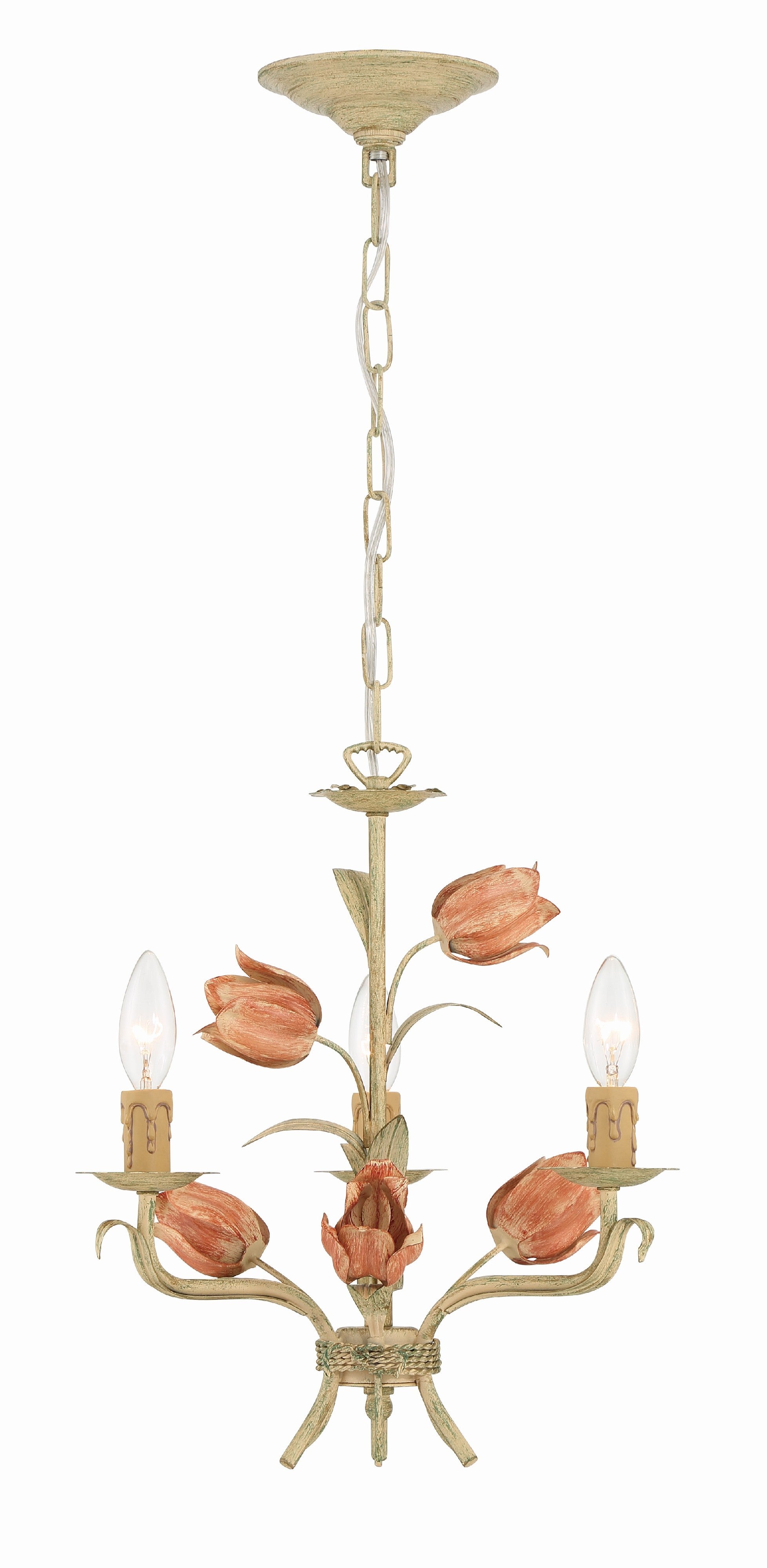 Crystorama Southport 4803-SR – 14 Inch – 3 Light – Chandelier – Sage Rose – Damp Rated