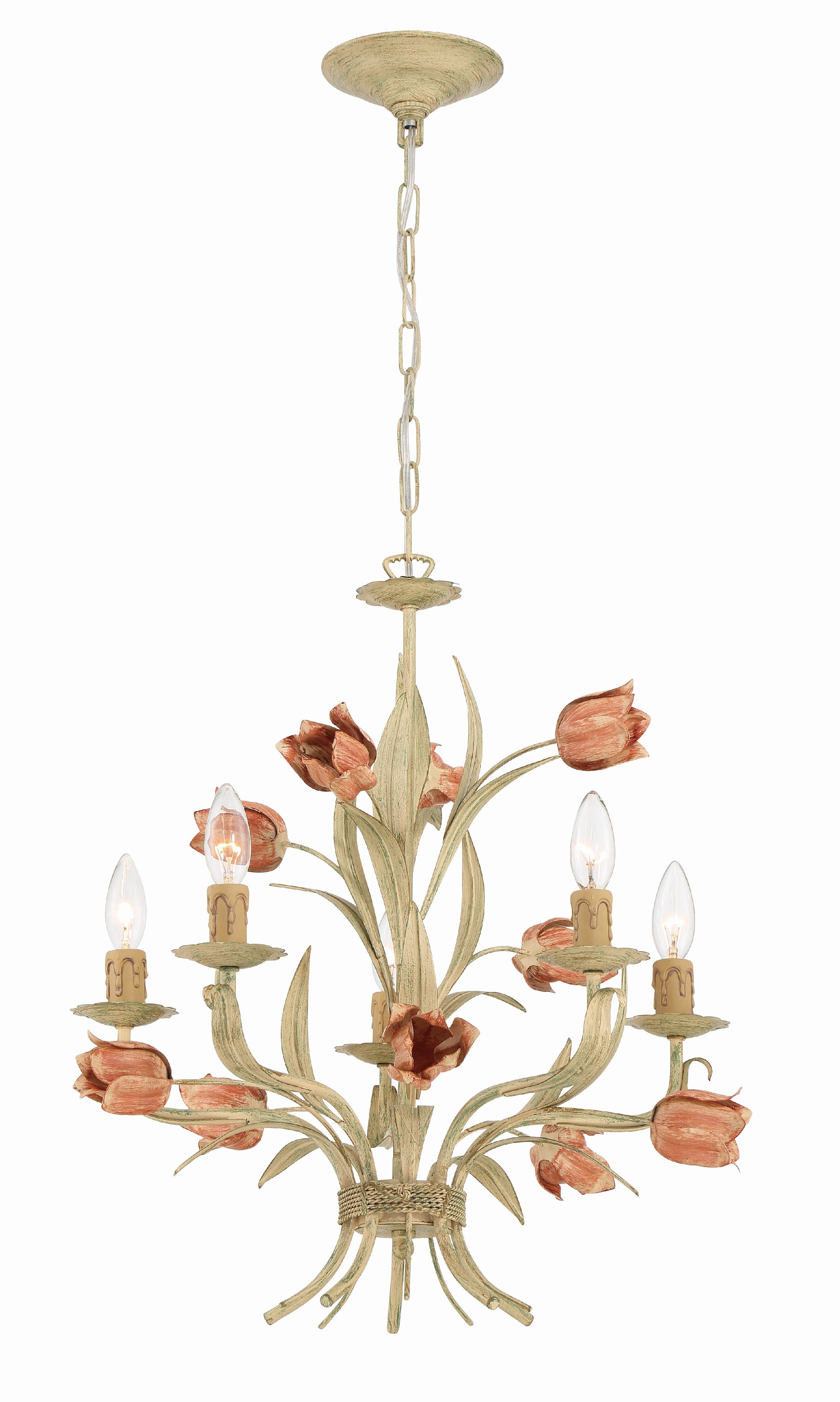 Crystorama Southport 4805-SR – 20 Inch – 5 Light – Chandelier – Sage Rose – Damp Rated