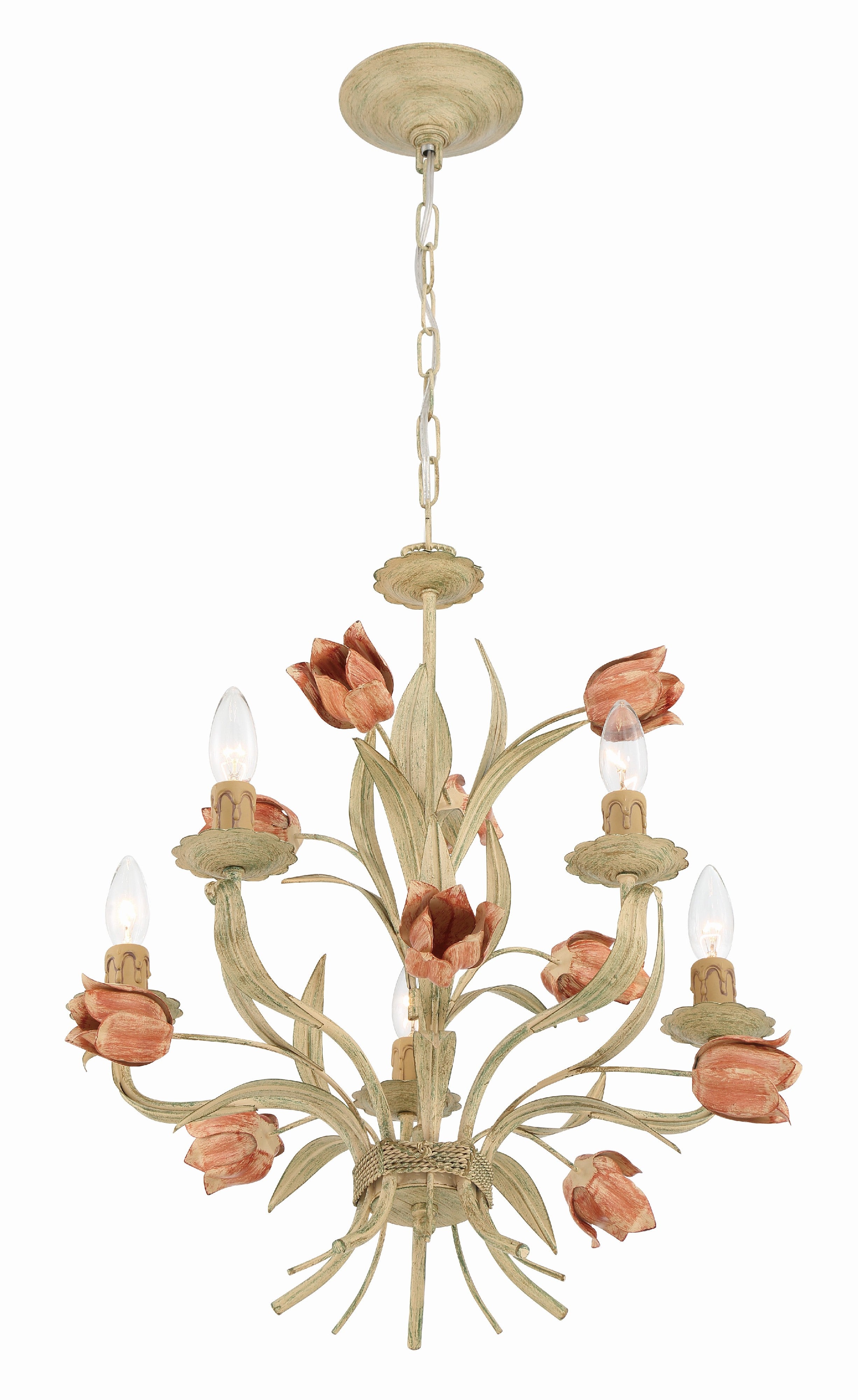 Crystorama Southport 4805-SR – 20 Inch – 5 Light – Chandelier – Sage Rose – Damp Rated