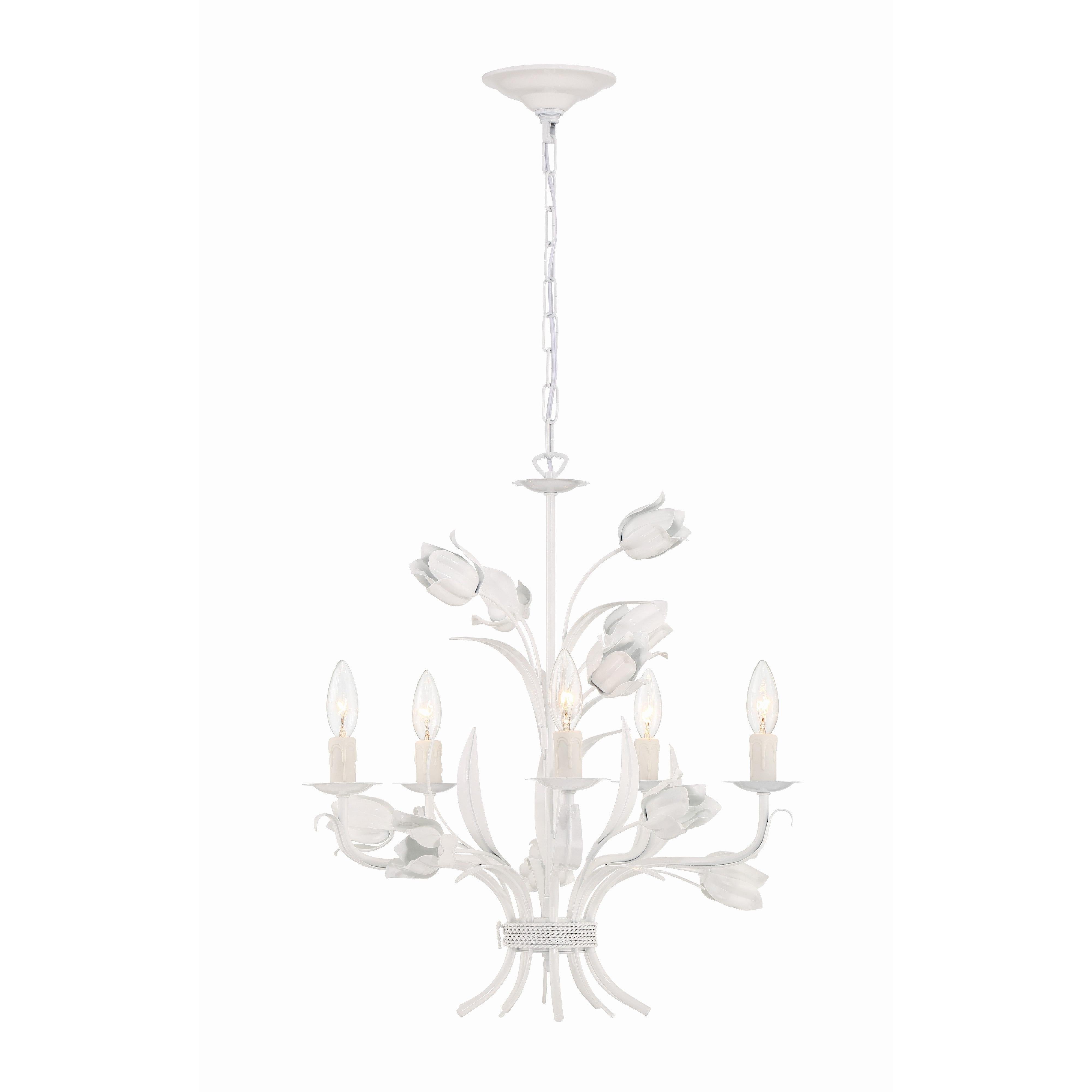 Crystorama Southport 4815-WW – 20 Inch – 5 Light – Chandelier – Wet White – Damp Rated