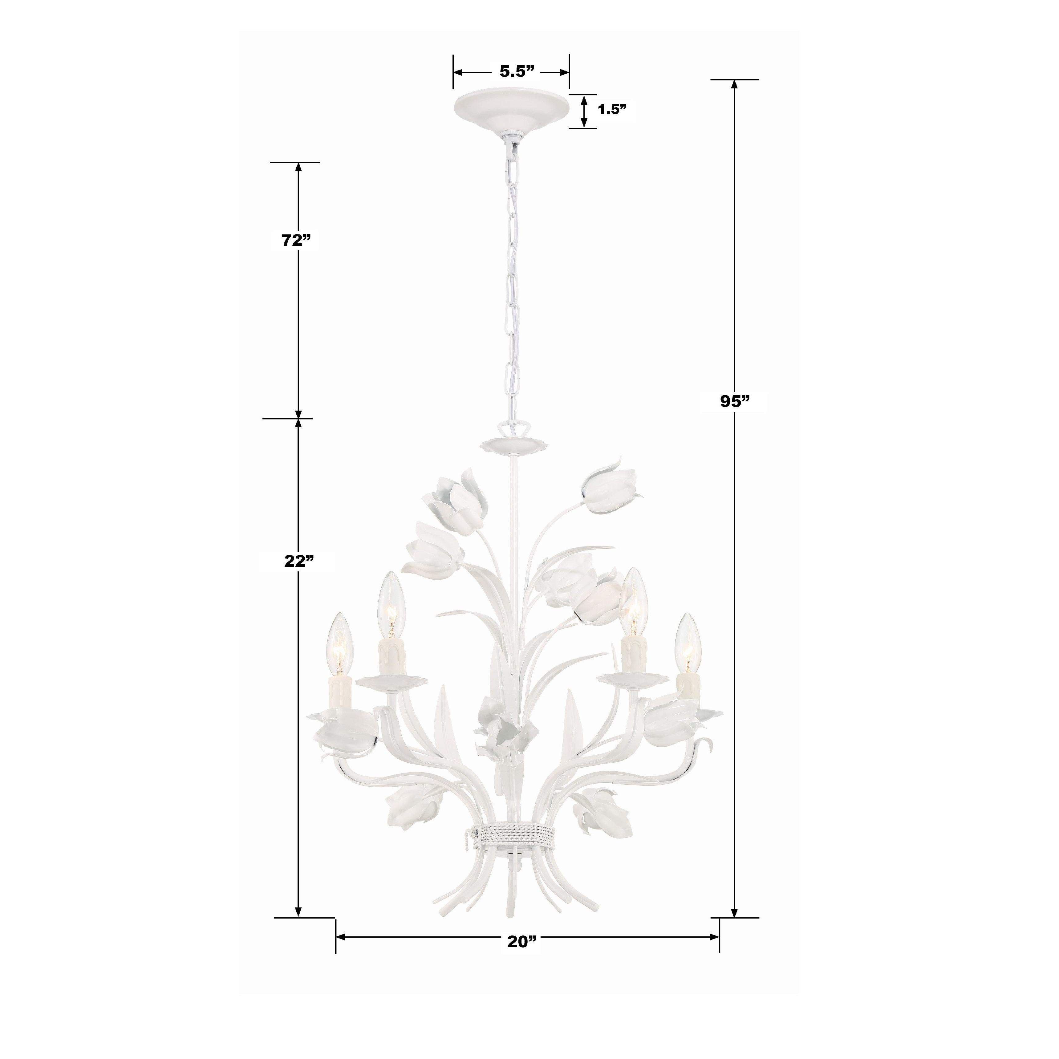 Crystorama Southport 4815-WW – 20 Inch – 5 Light – Chandelier – Wet White – Damp Rated