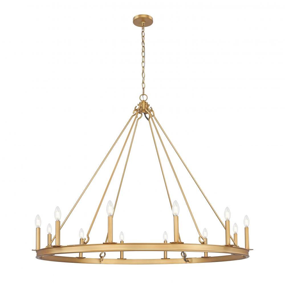 12 Light Chandelier-Rubbed Brass
