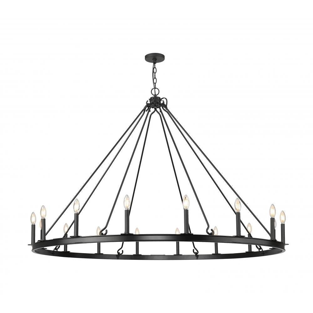 16 Light Chandelier-Matte Black