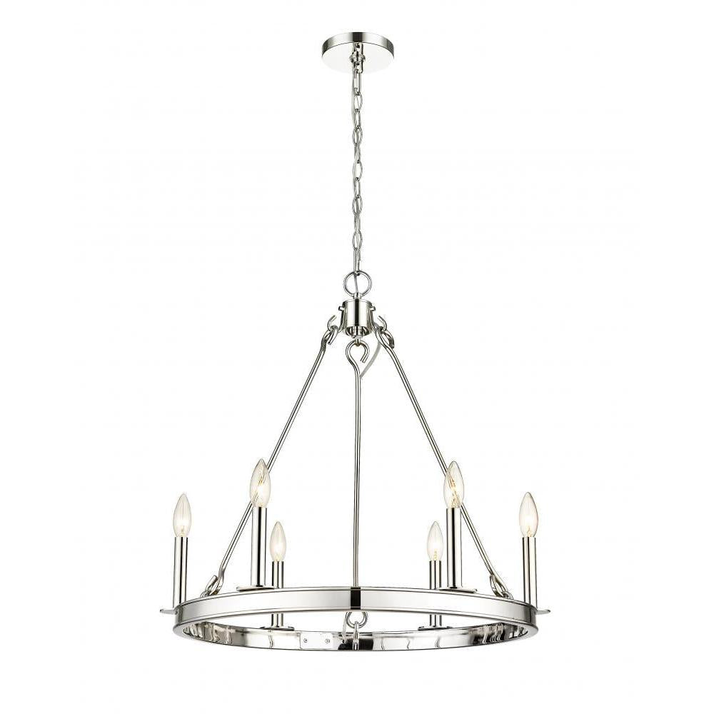 6 Light Chandelier-Polished Nickel