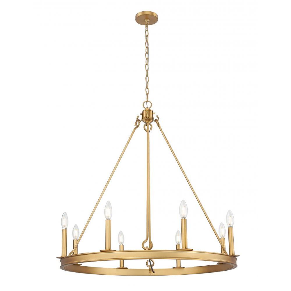 8 Light Chandelier-Rubbed Brass