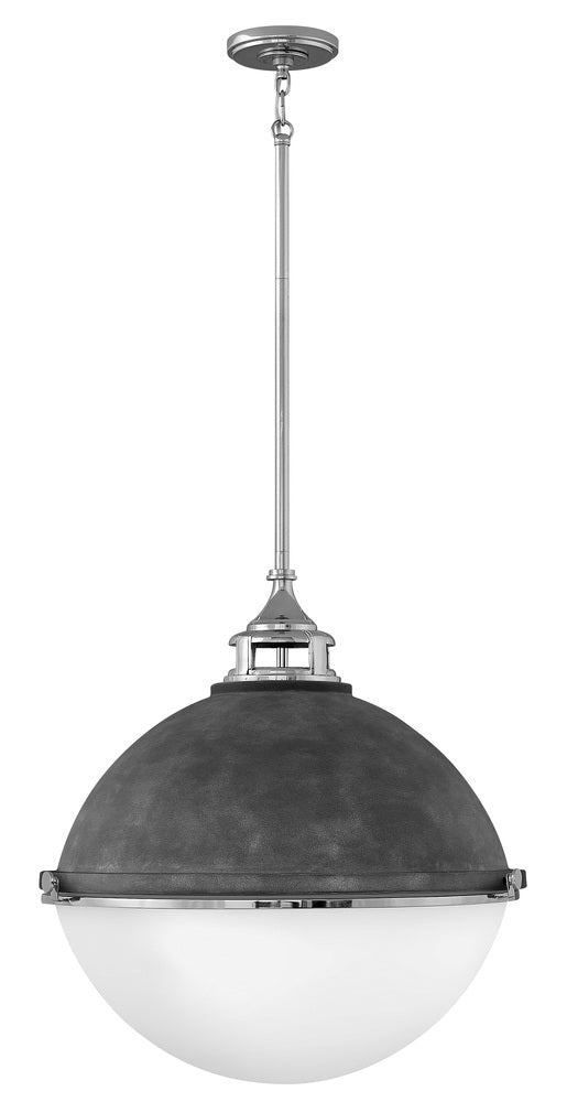 Hinkley Lighting FLETCHER 4836DZ-PN Chandelier Industrial - Aged Zinc With Polished Nickel Accent