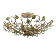 Crystorama 4840-CT Josie 5 Light Semi Flush Mount, UL Damp Rated, Champagne Green Tea