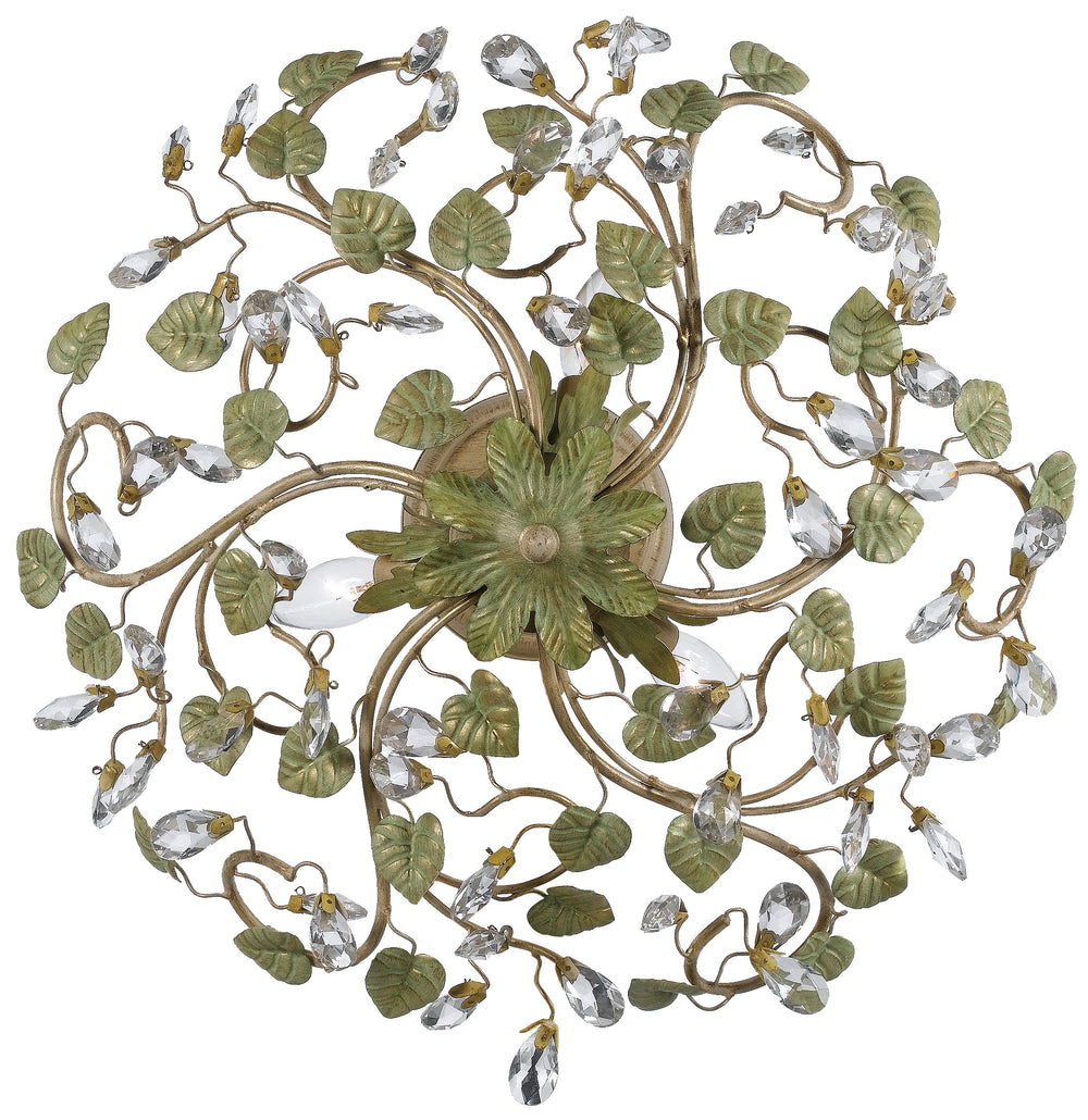 Crystorama 4840-CT Josie 5 Light Semi Flush Mount, UL Damp Rated, Champagne Green Tea