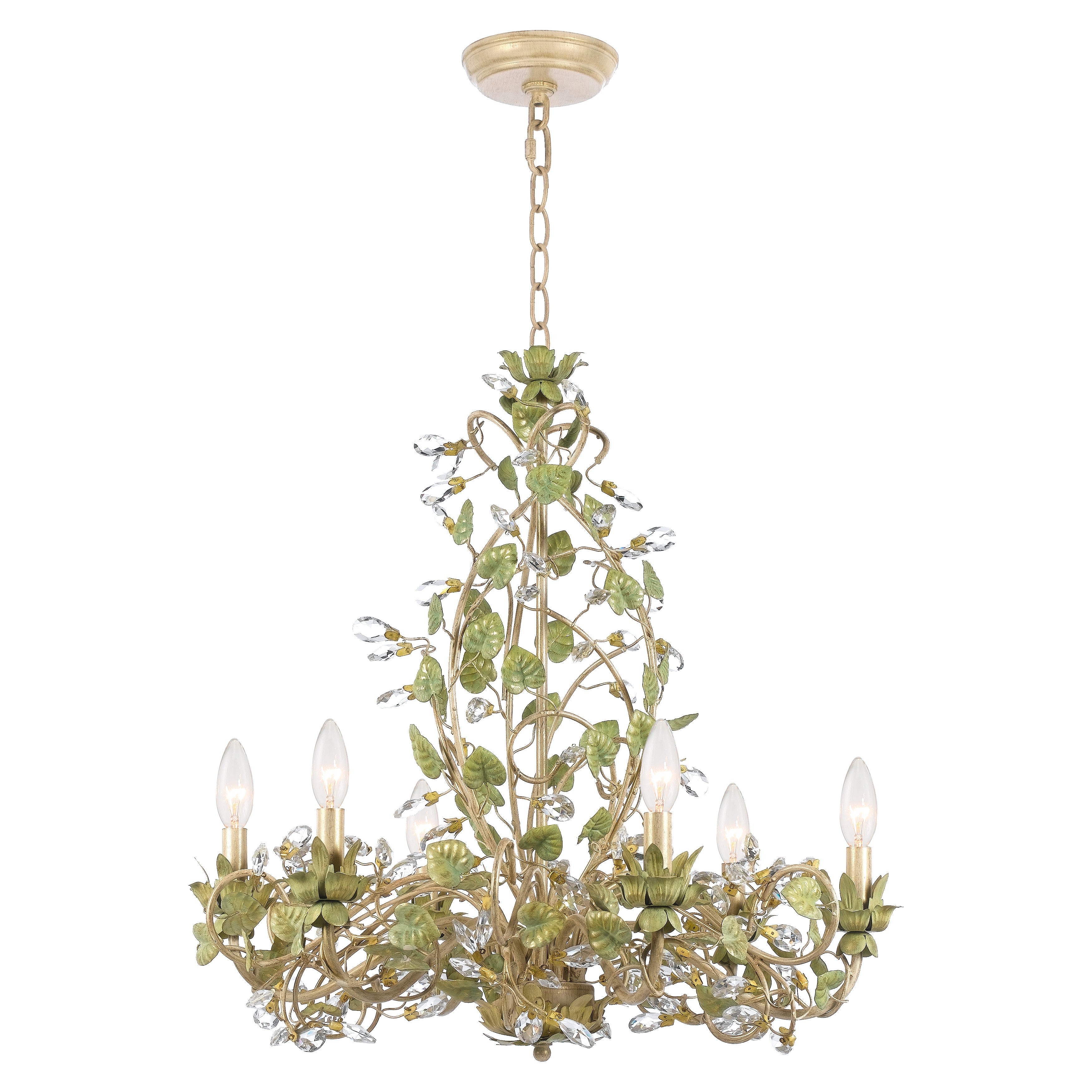 Crystorama Josie 4846-CT – 25 Inch – 6 Light – Chandelier – Champagne Green Tea – Damp Rated