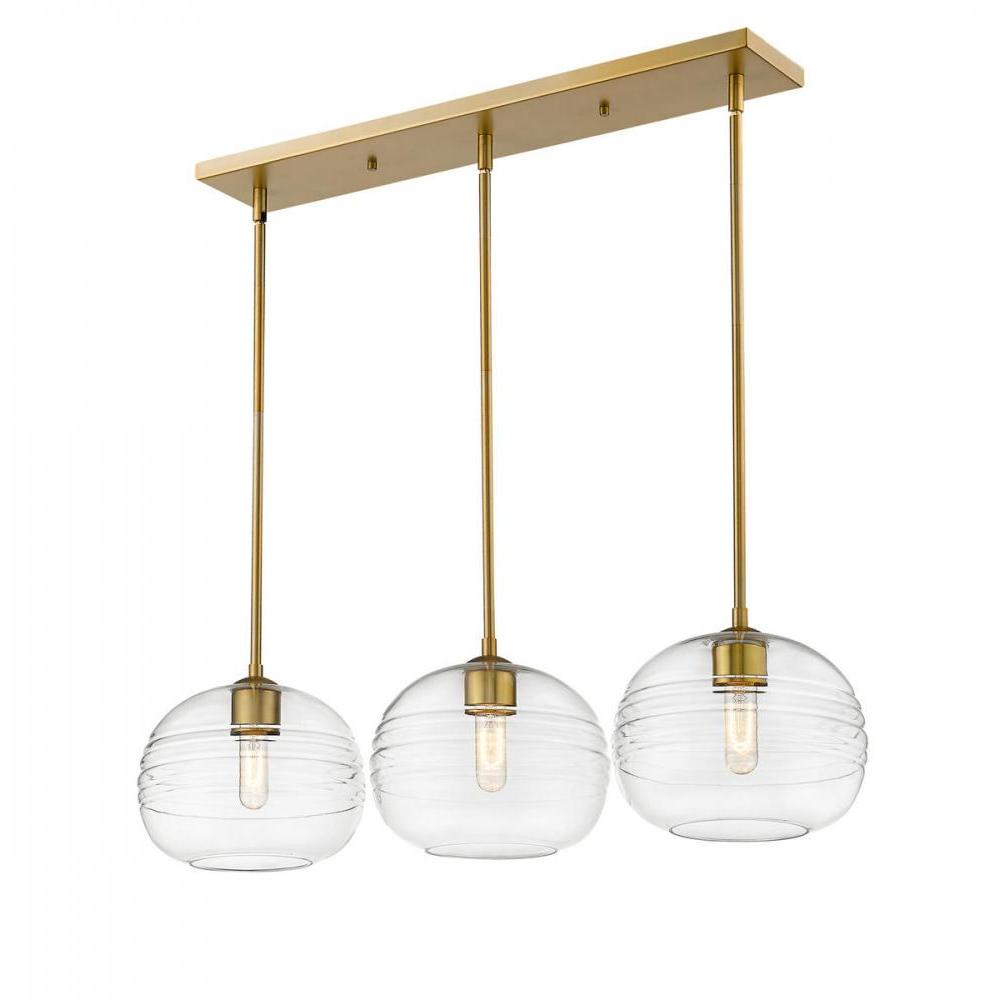 3 Light Linear Chandelier-Clear