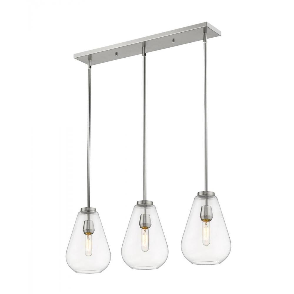 3 Light Linear Chandelier-Clear