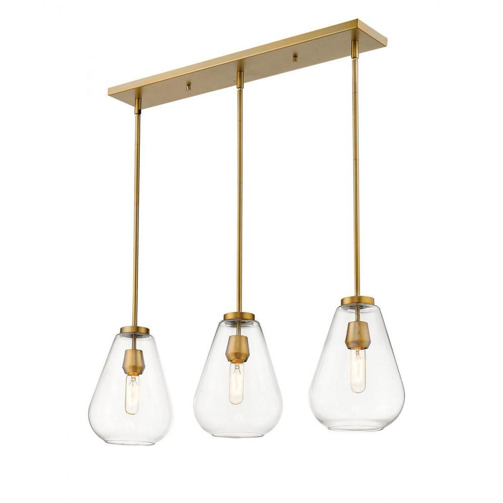 3 Light Linear Chandelier-Clear