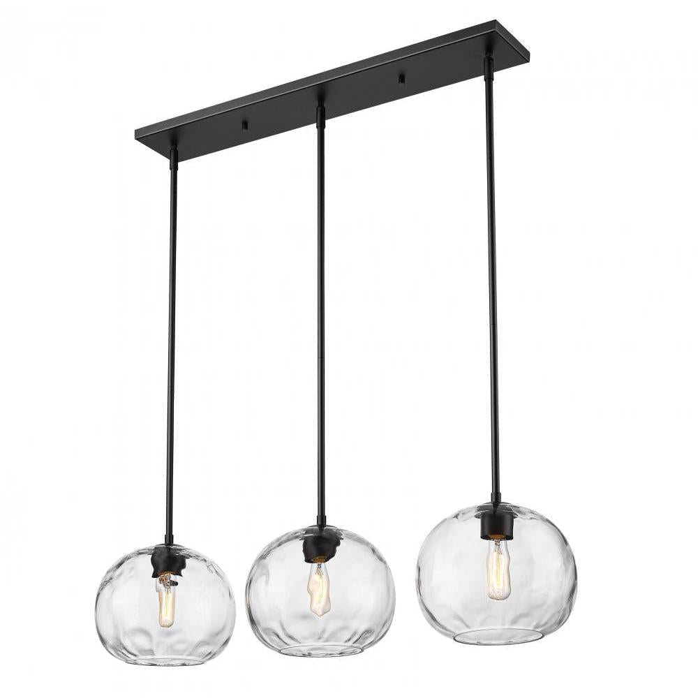 3 Light Linear Chandelier-Clear