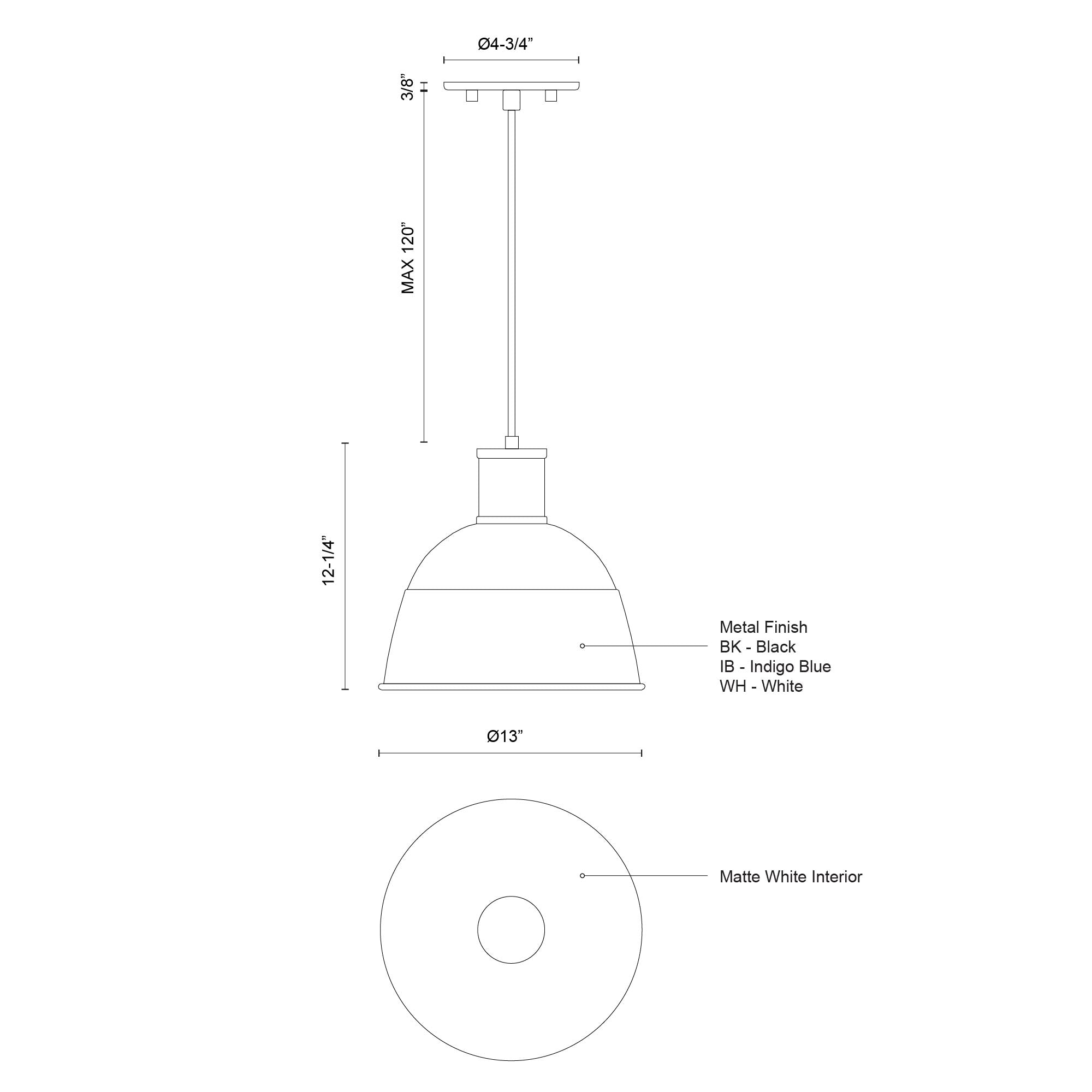 Irving 13-in White 1 Light Pendant