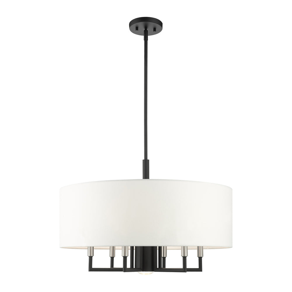 Livex Lighting MERIDIAN 49376-04 Pendant Casual - Black With Brushed Nickel Accents