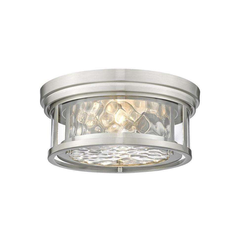 2 Light Flush Mount Light-Inner Clear Water & Outer Clear