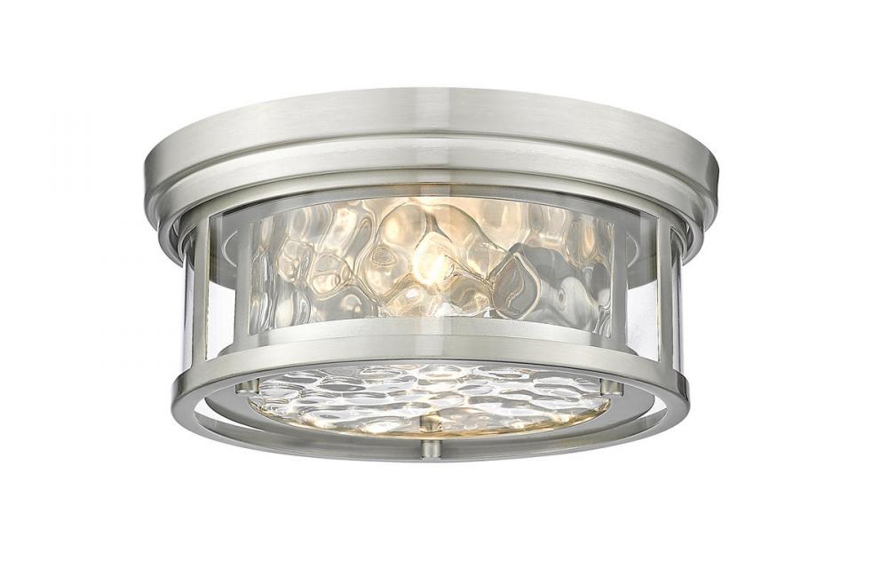 Z-Lite Lighting 493F2-BN Flush Mount Ceiling Light Fixture Americana - Brushed Nickel (OPEN BOX)