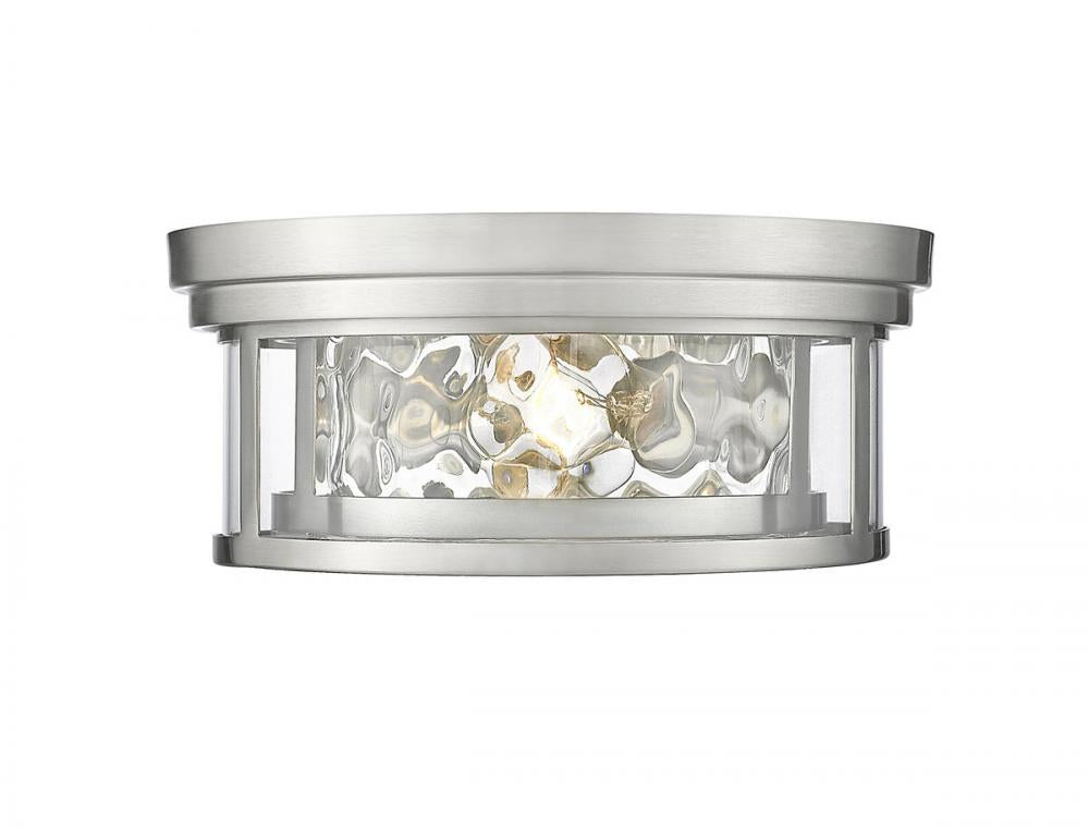 Z-Lite Lighting 493F2-BN Flush Mount Ceiling Light Fixture Americana - Brushed Nickel (OPEN BOX)