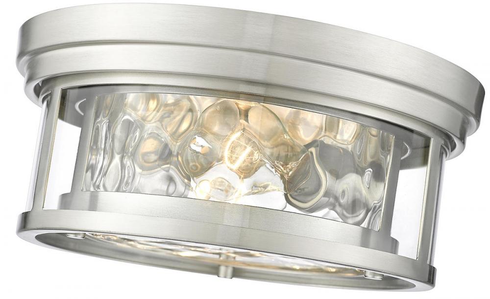 Z-Lite Lighting 493F2-BN Flush Mount Ceiling Light Fixture Americana - Brushed Nickel (OPEN BOX)