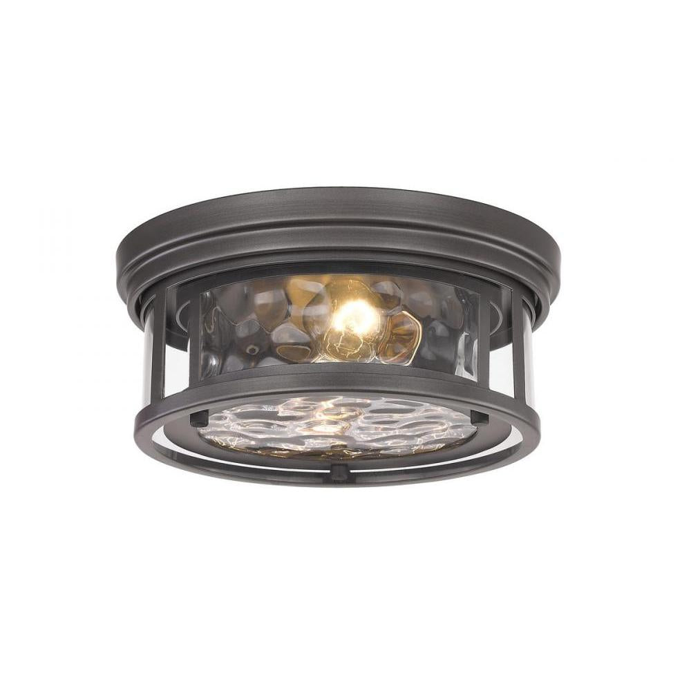 2 Light Flush Mount Light-Inner Clear Water & Outer Clear