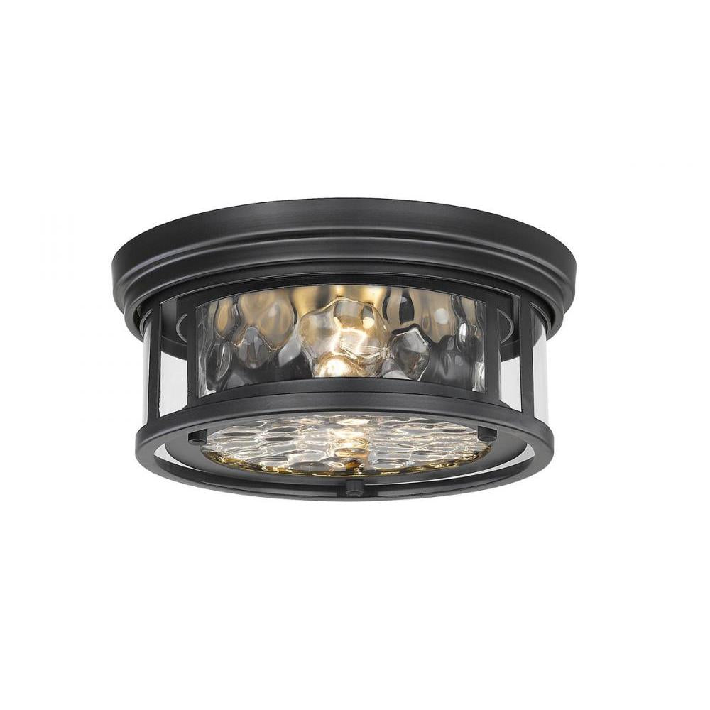 2 Light Flush Mount Light-Inner Clear Water & Outer Clear